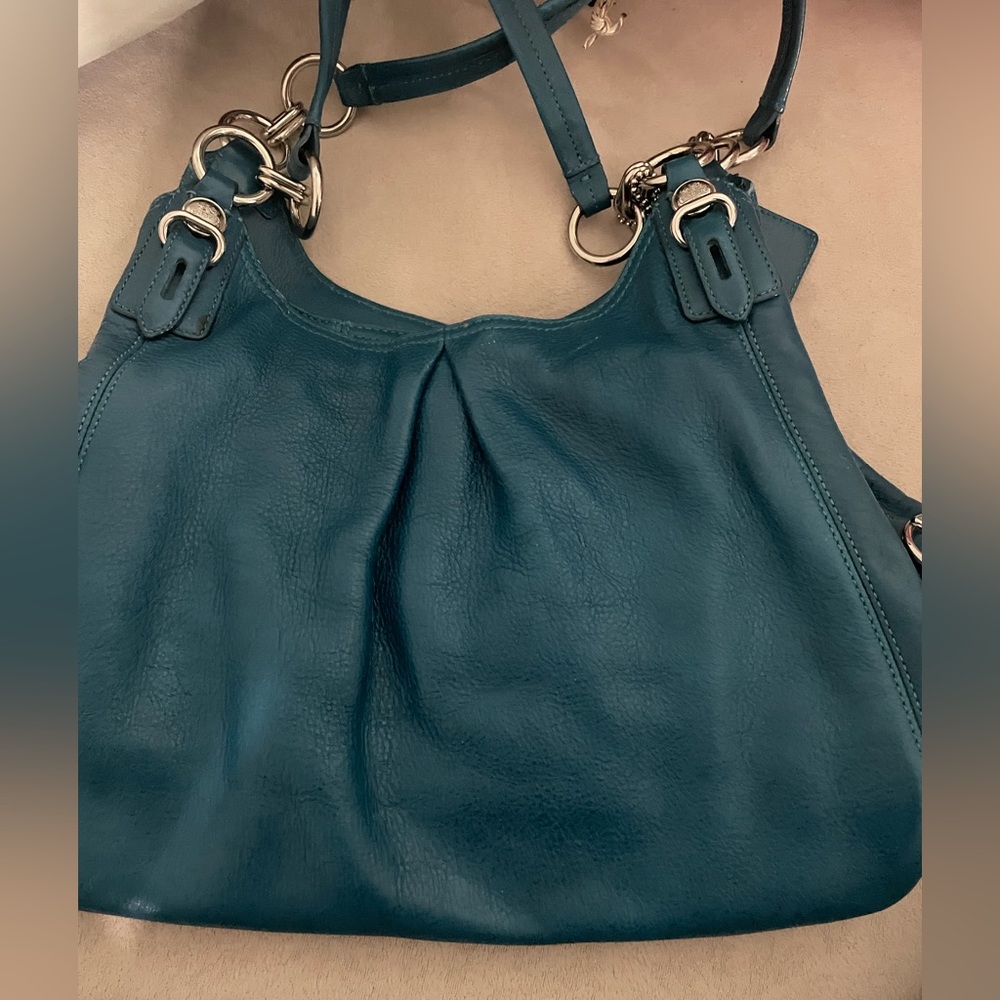 Coach leather bag teal - Picture 3 of 5